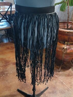 Black Fringe Leather-Look belt
